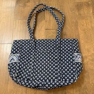 Vera Bradley Tote Bag Womens Large Nantucket Navy Paisley Quilted